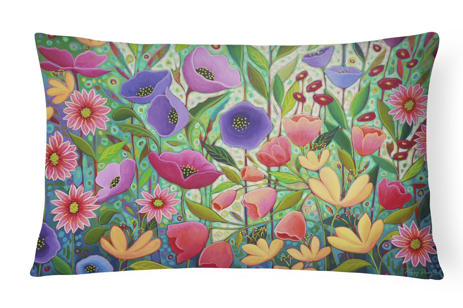 Enchanted Garden Flowers Canvas Fabric Decorative Pillow PPD3013PW1216 by Caroline's Treasures