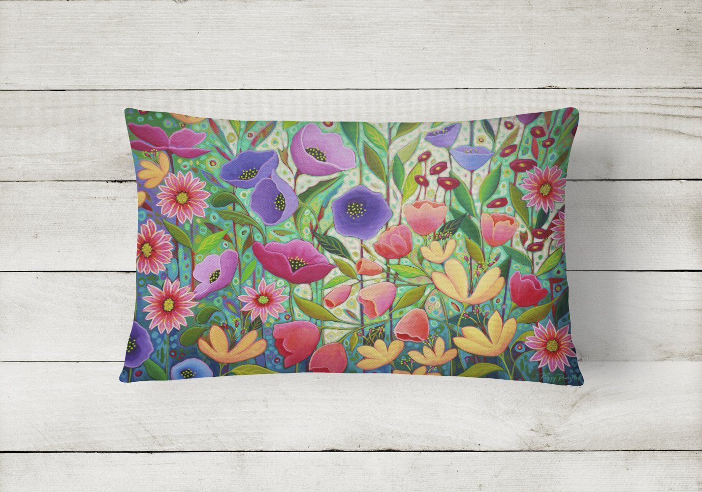 Caroline's Treasures Enchanted Garden Flowers Canvas Fabric Decorative Pillow PPD3013PW1216