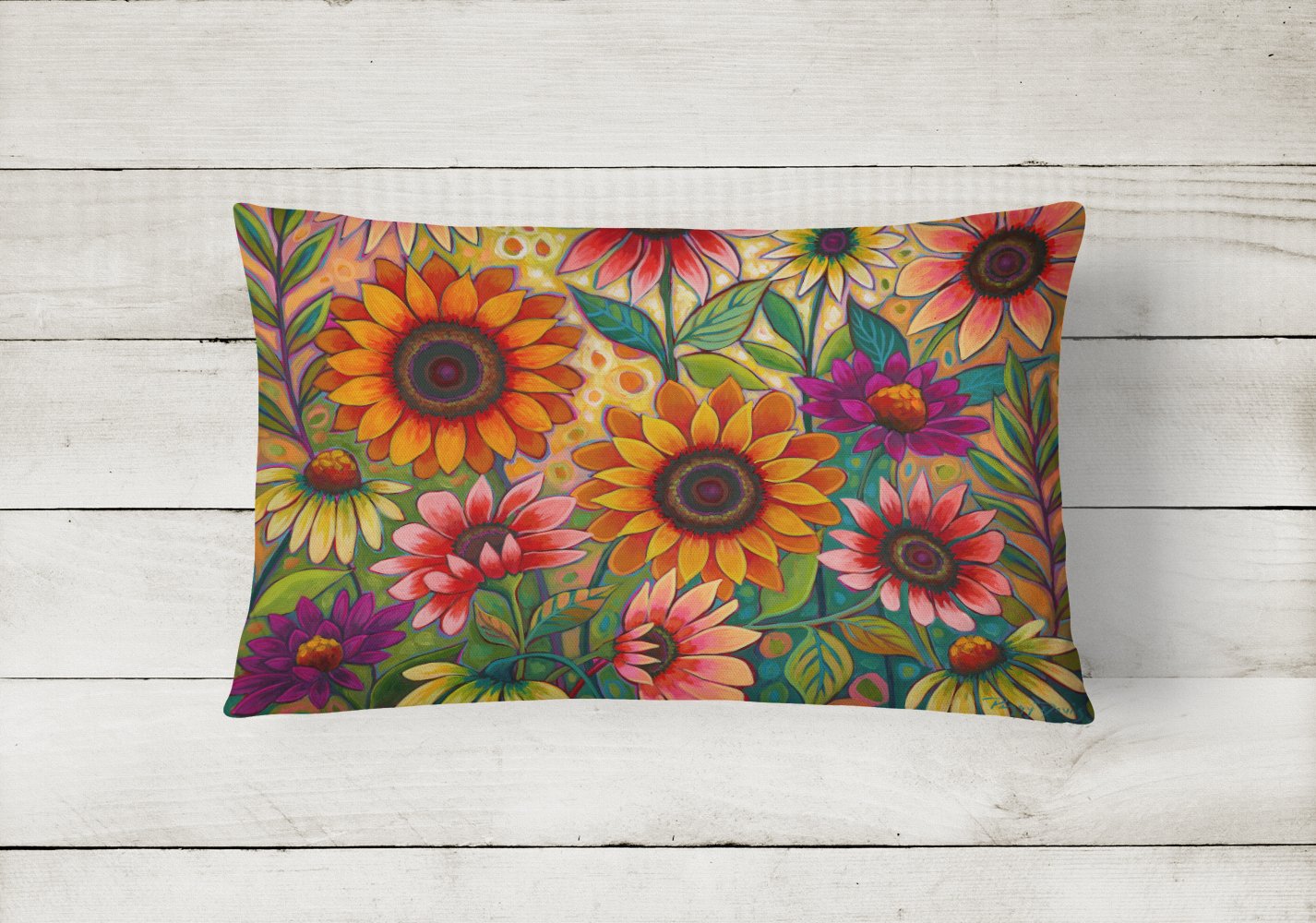 Caroline's Treasures Fall Sunflower Surprise Canvas Fabric Decorative Pillow PPD3014PW1216