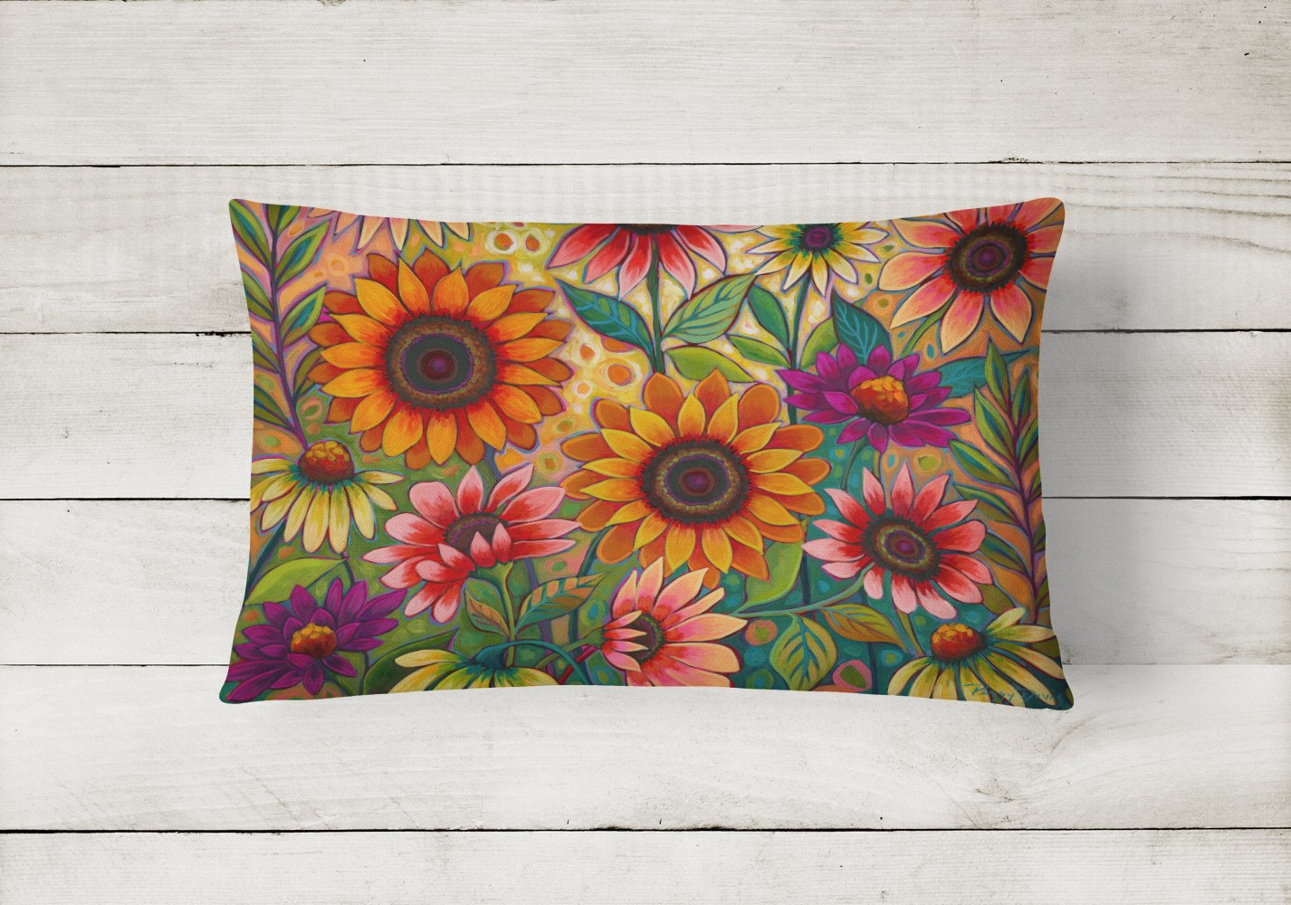 Fall Sunflower Surprise Canvas Fabric Decorative Pillow PPD3014PW1216 by Caroline's Treasures