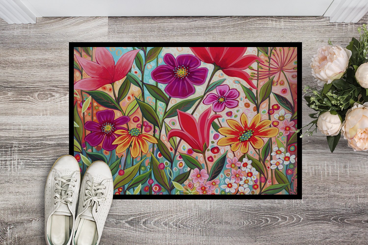 Fanciful Flowers Indoor or Outdoor Mat 24x36 PPD3015JMAT by Caroline's Treasures