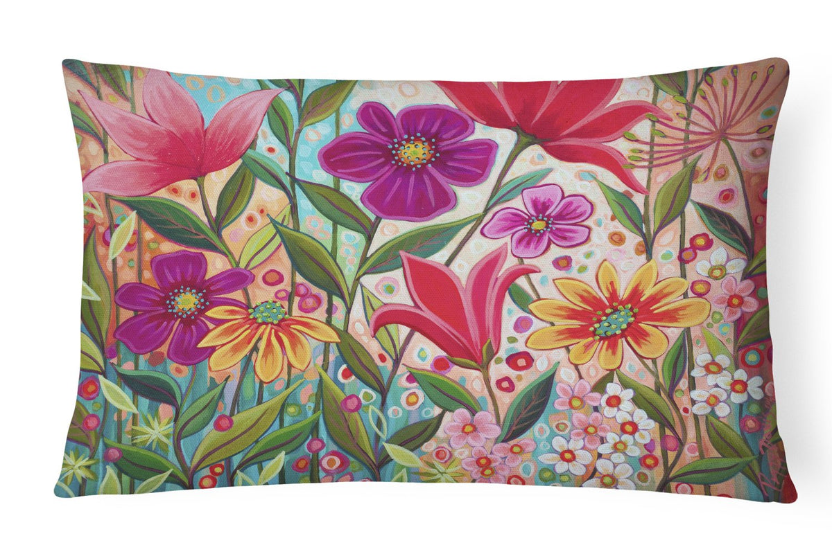 Fanciful Flowers Canvas Fabric Decorative Pillow PPD3015PW1216 by Caroline&#39;s Treasures