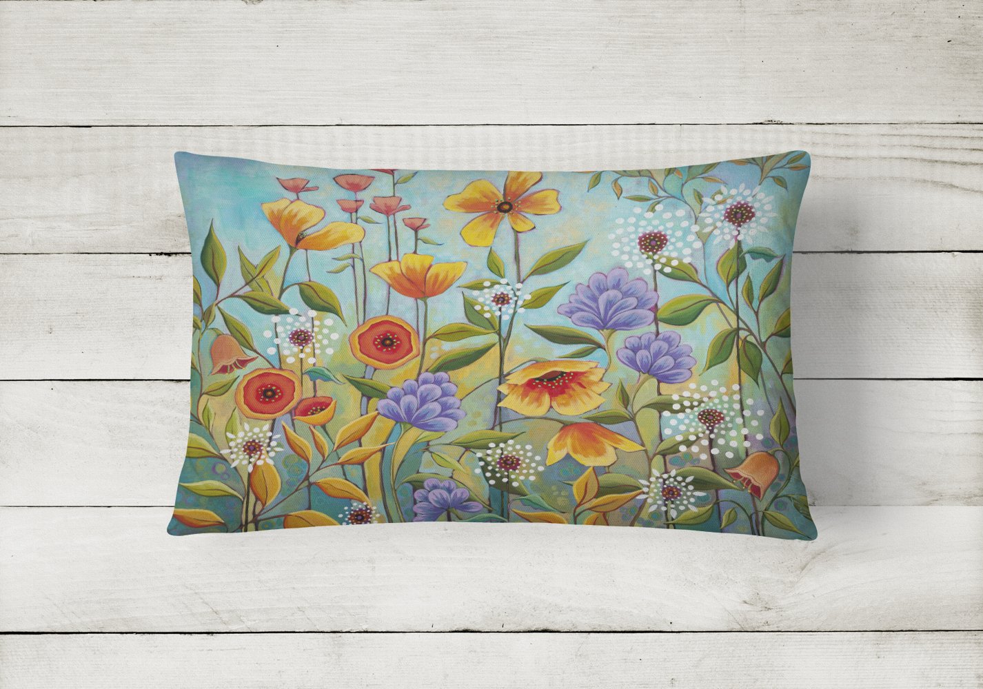 Fresh Air Flowers Canvas Fabric Decorative Pillow PPD3016PW1216 by Caroline's Treasures