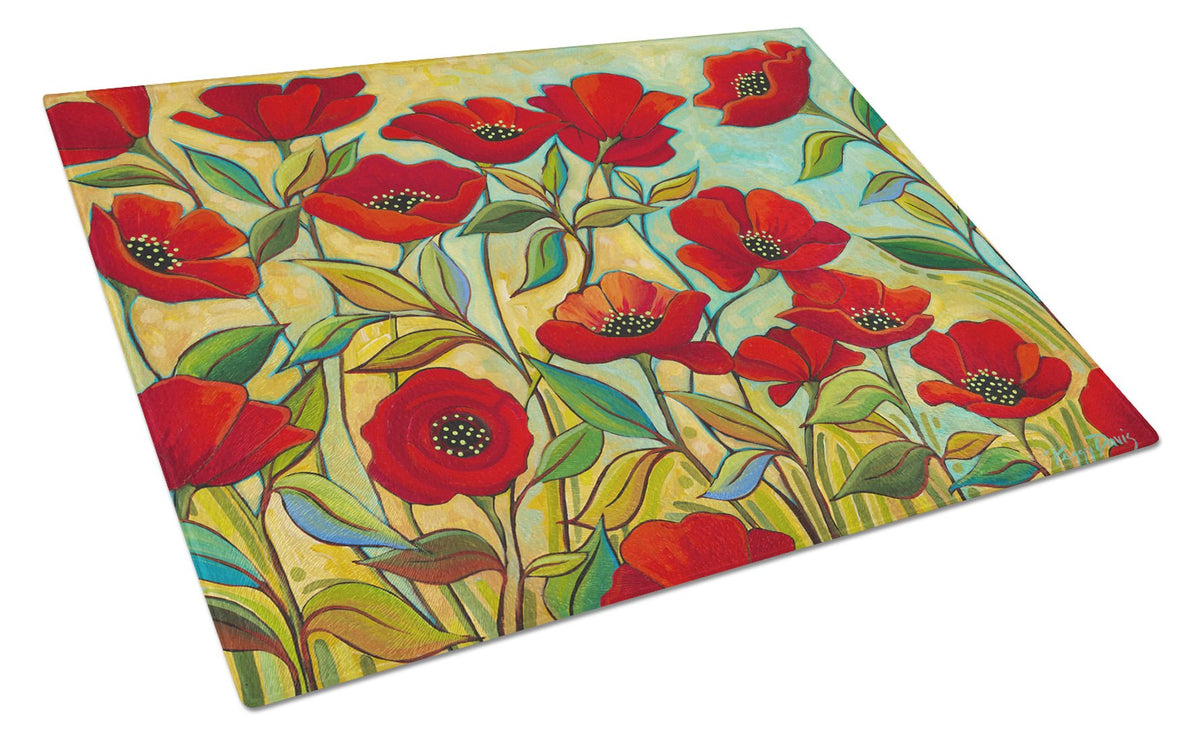 Poppy Garden Flowers Glass Cutting Board Large PPD3020LCB by Caroline&#39;s Treasures