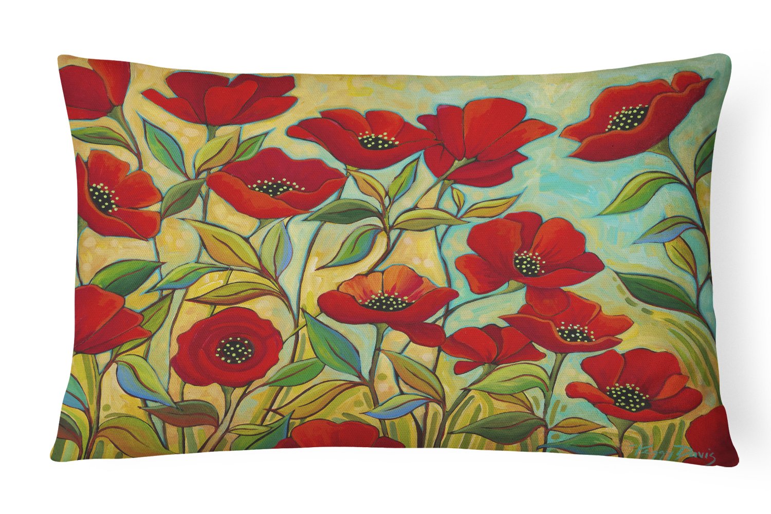 Poppy Garden Flowers Canvas Fabric Decorative Pillow PPD3020PW1216 by Caroline's Treasures