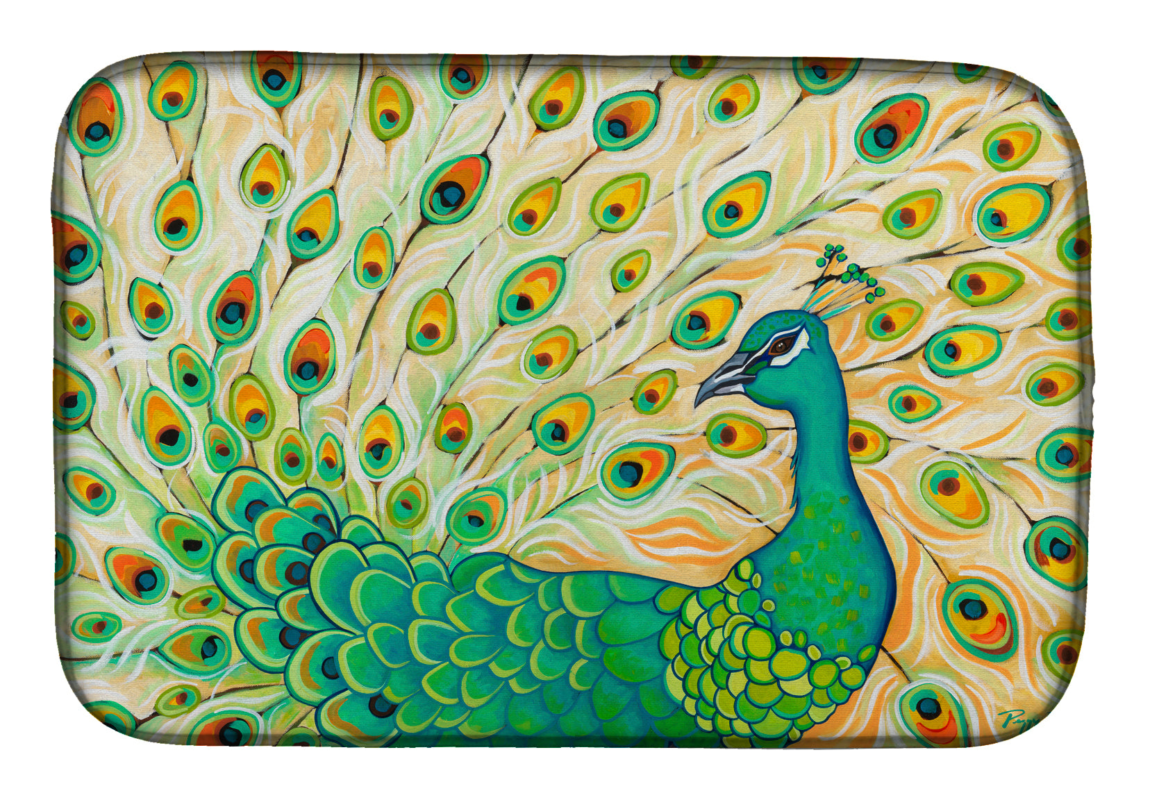 Pretty Pretty Peacock Dish Drying Mat PPD3021DDM  the-store.com.