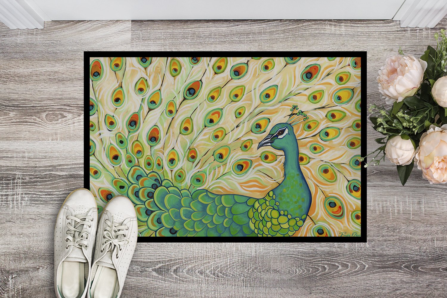 Caroline's Treasures Pretty Pretty Peacock Doormat - 24x36 Decorative Floor Mat – Indoor/Outdoor Rug with Artistic Flair PPD3021JMAT