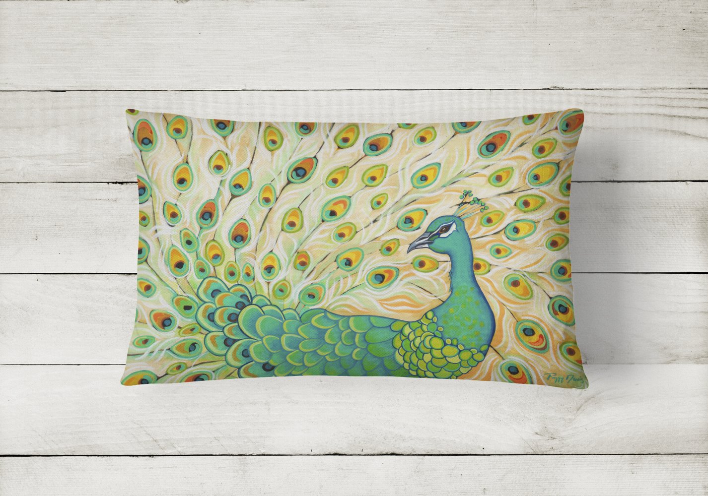 Caroline's Treasures Pretty Pretty Peacock Canvas Fabric Decorative Pillow PPD3021PW1216