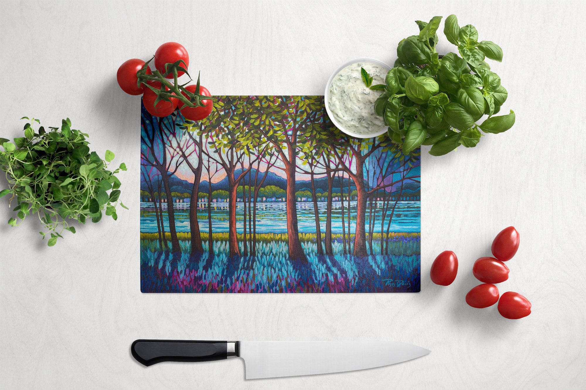 Tanzanite River Glass Cutting Board Large PPD3022LCB by Caroline's Treasures
