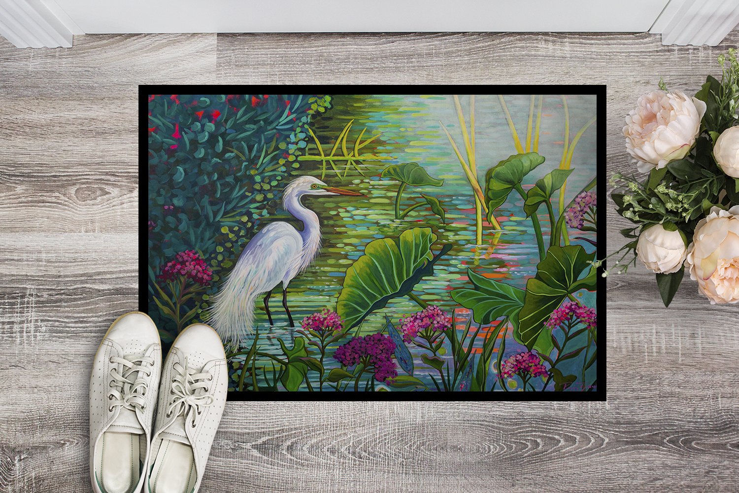 Caroline's Treasures Testing the Waters Heron Doormat - 24x36 Decorative Floor Mat – Indoor/Outdoor Rug with Artistic Flair PPD3023JMAT