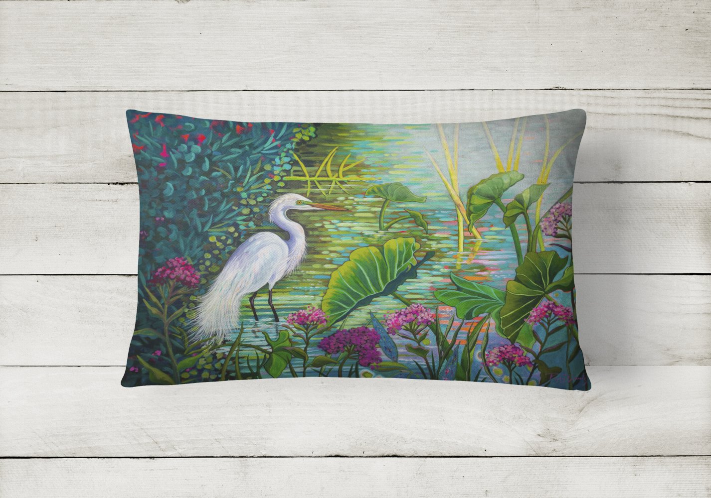 Testing the Waters Heron Canvas Fabric Decorative Pillow PPD3023PW1216 by Caroline's Treasures