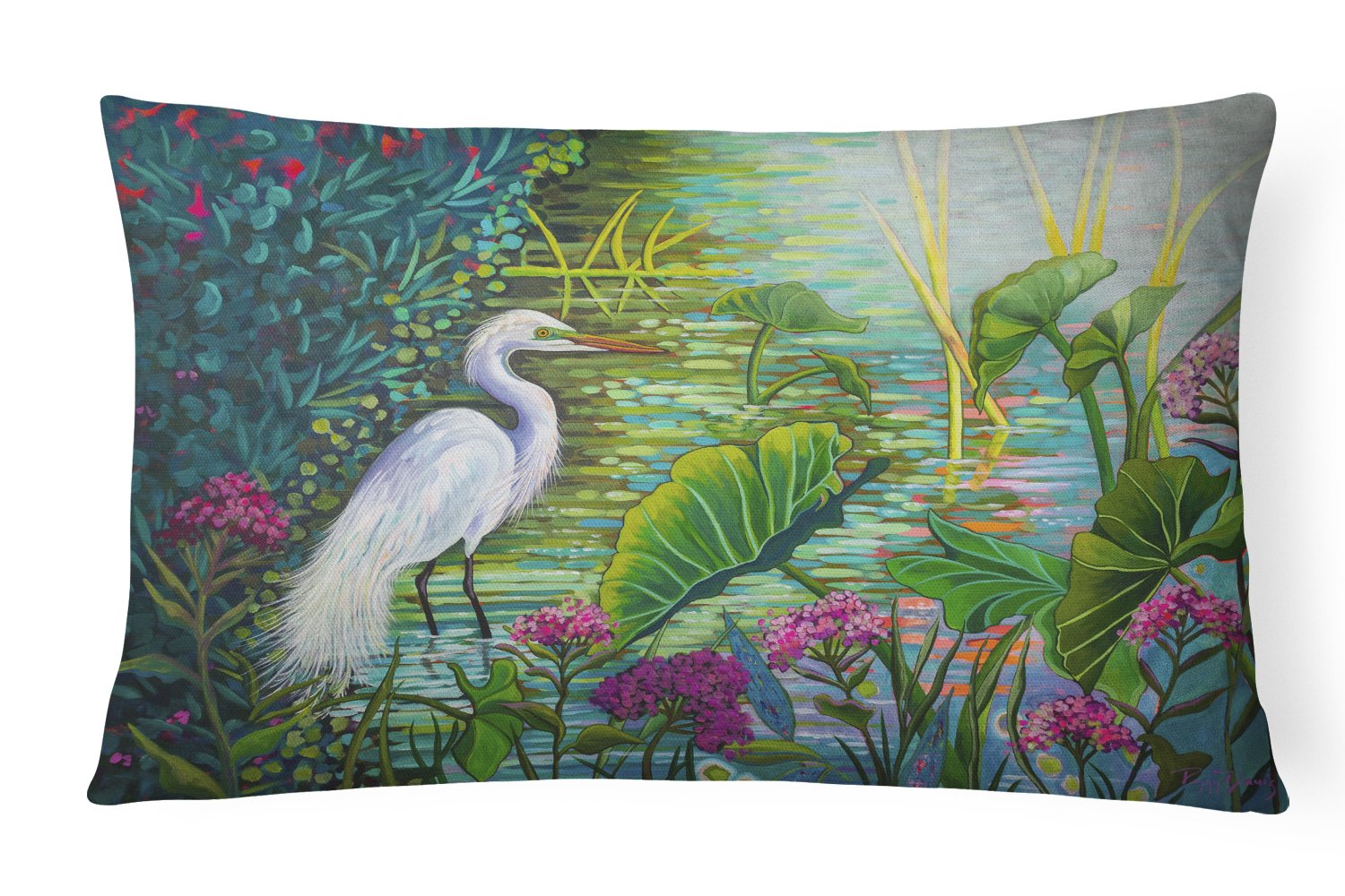 Testing the Waters Heron Canvas Fabric Decorative Pillow PPD3023PW1216 by Caroline's Treasures