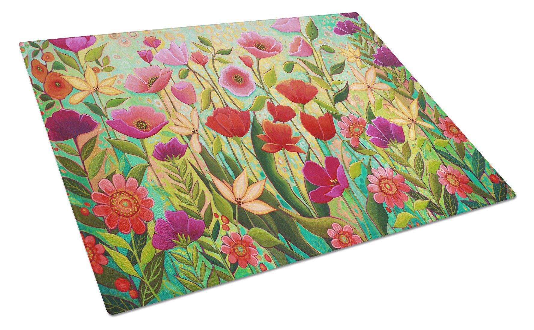 Wild Beauty Flowers Glass Cutting Board Large PPD3024LCB by Caroline's Treasures