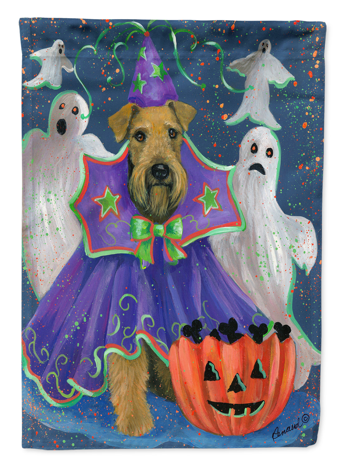 Airedale Boo Hoo Halloween Flag Canvas House Size PPP3002CHF