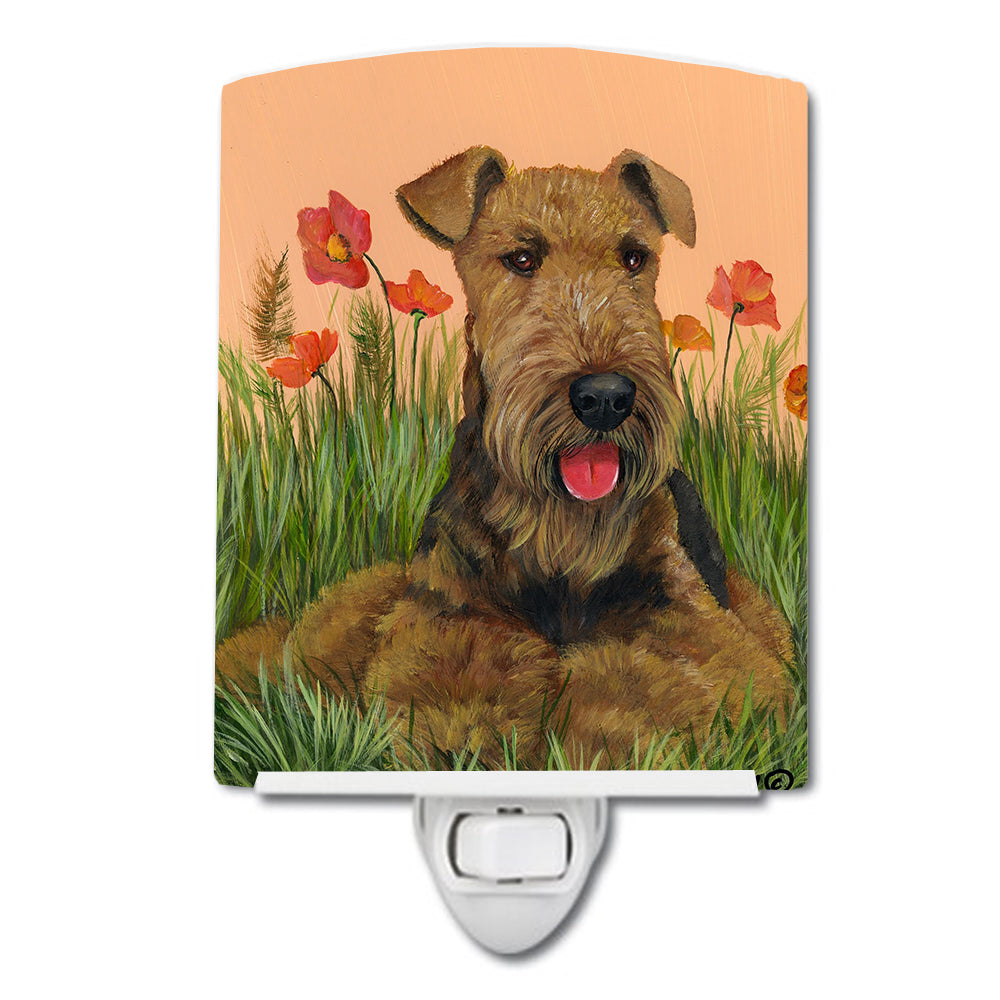 Airedale Terrier Poppies Ceramic Night Light PPP3003CNL - the-store.com