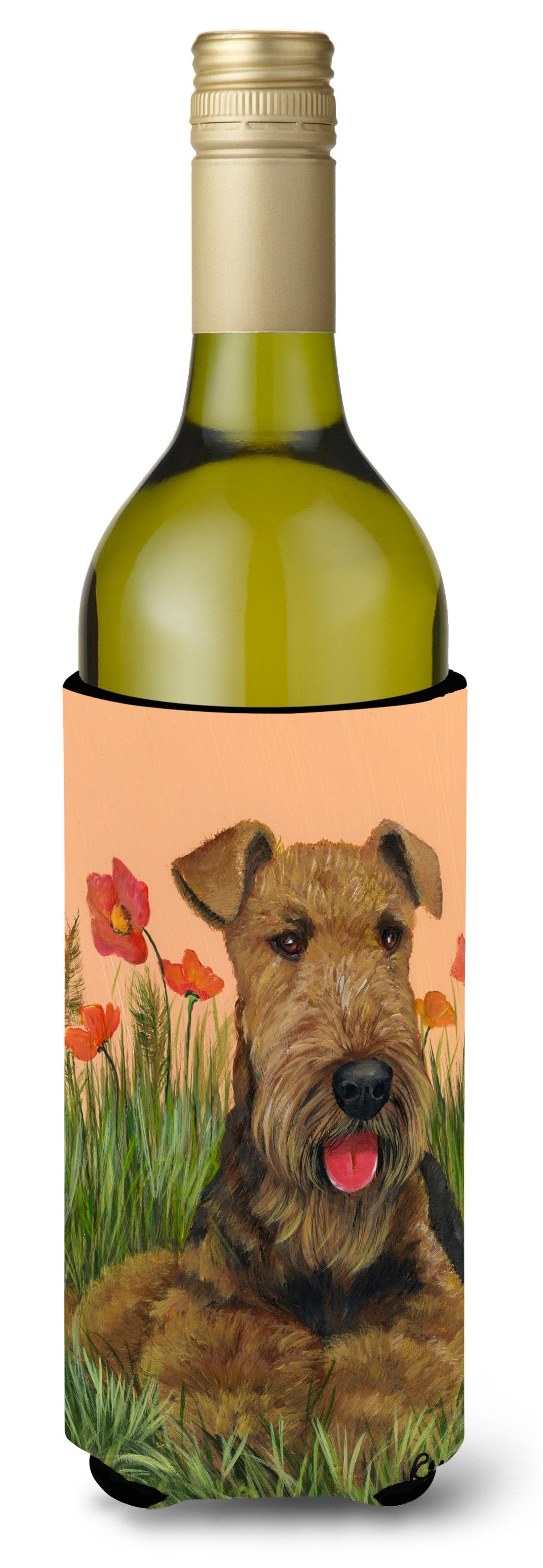 Airedale Terrier Poppies Wine Bottle Hugger PPP3003LITERK by Caroline&#39;s Treasures