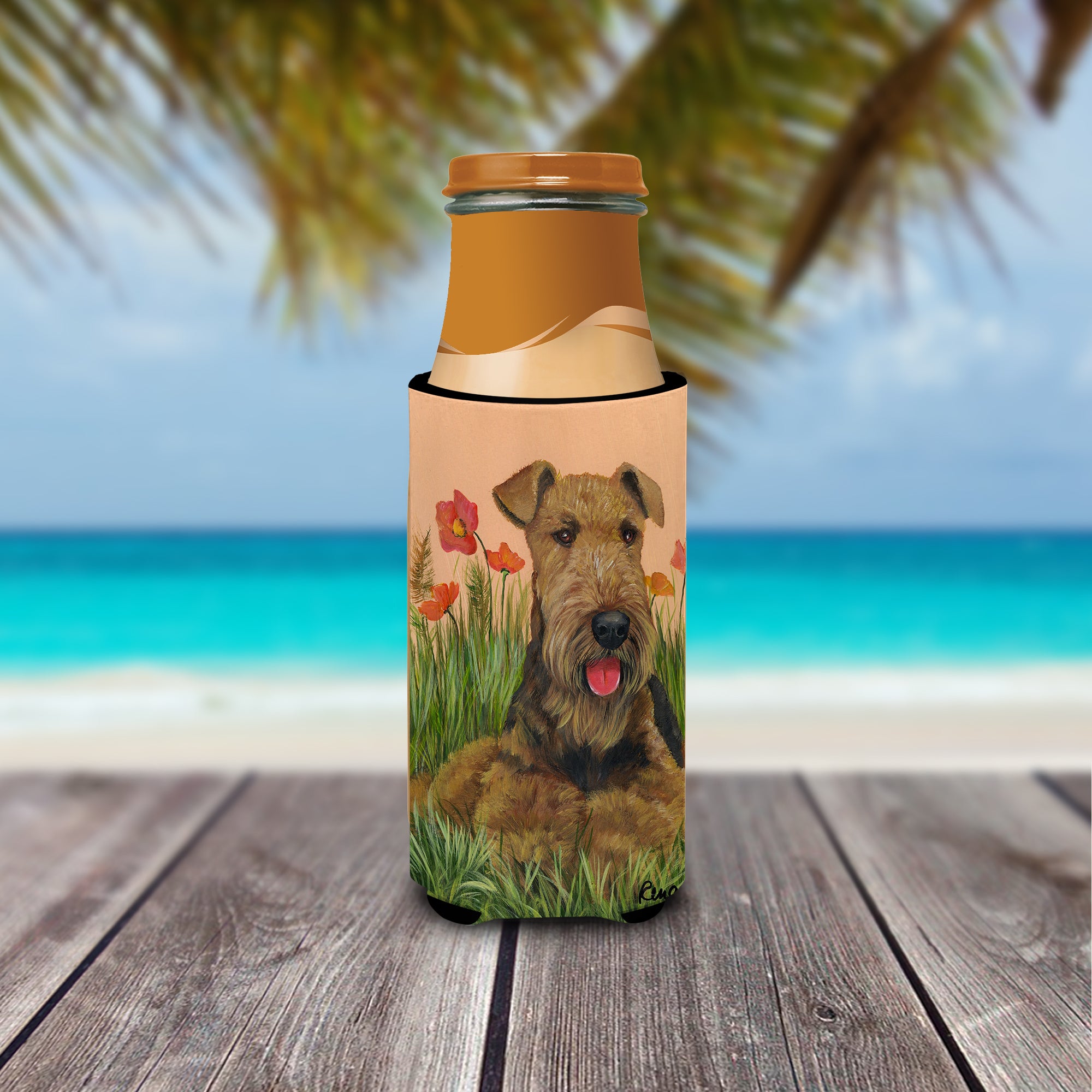 Airedale Terrier Poppies Ultra Hugger for slim cans PPP3003MUK  the-store.com.