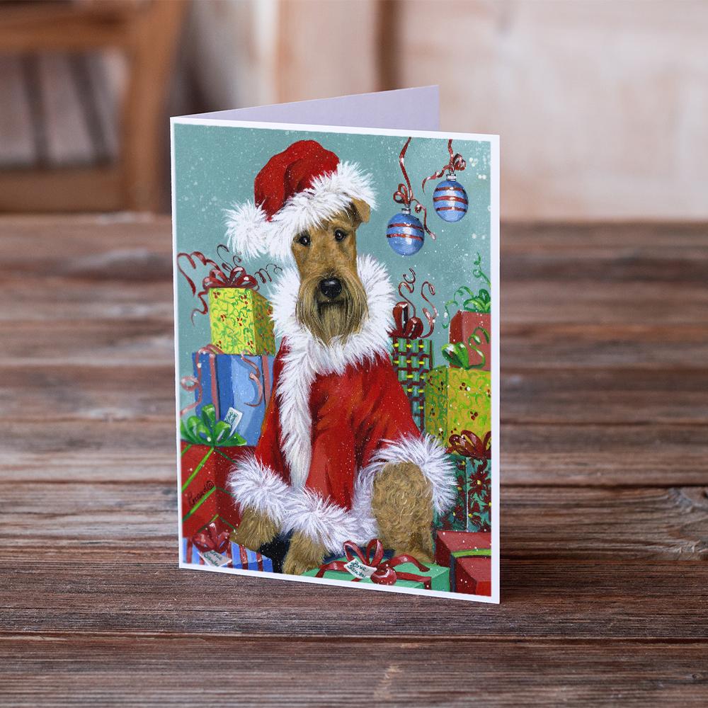 Airedale Santa Christmas Greeting Cards and Envelopes Pack of 8 - the-store.com