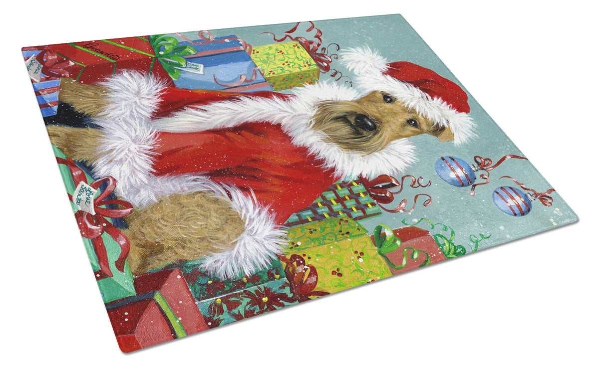 Airedale Santa Christmas Glass Cutting Board Large PPP3004LCB by Caroline&#39;s Treasures