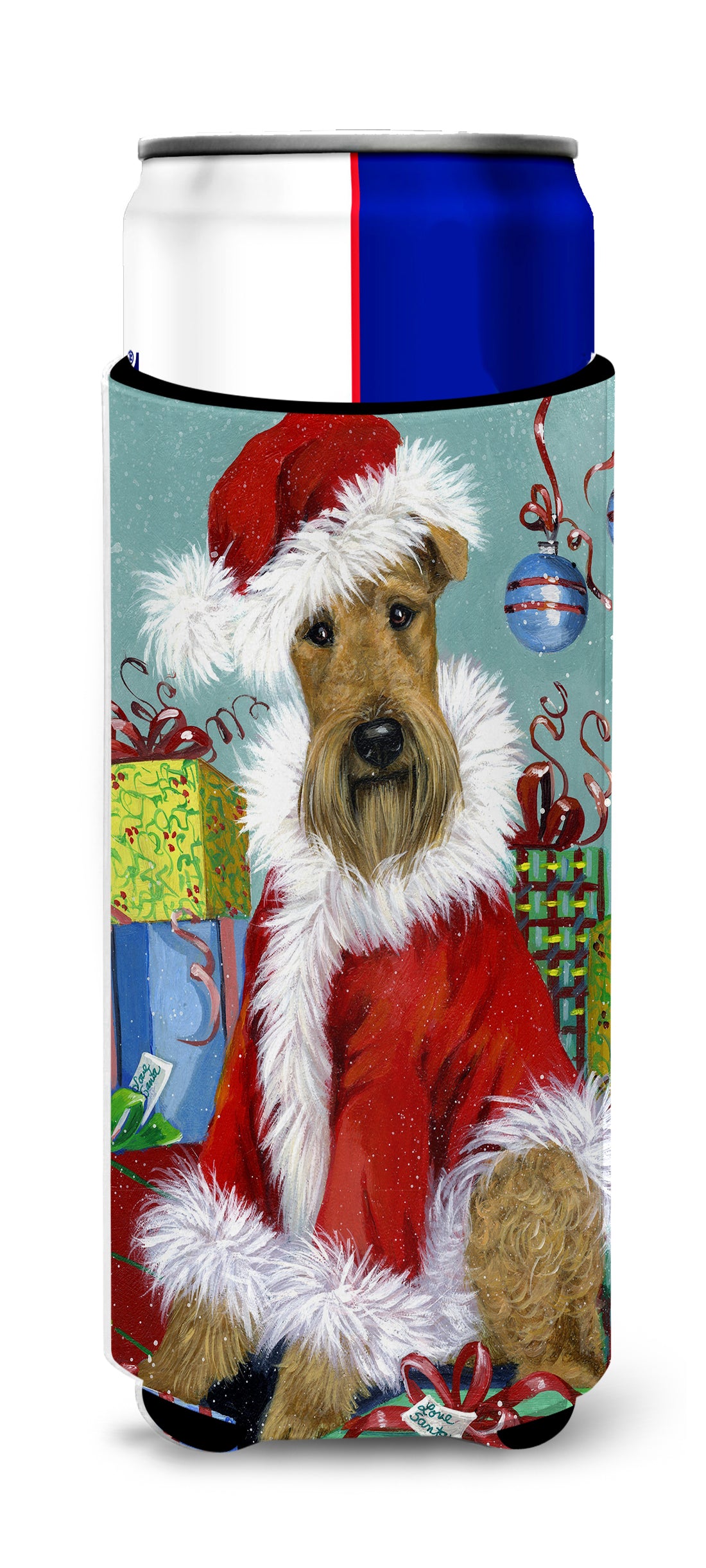 Airedale Santa Christmas Ultra Hugger for slim cans PPP3004MUK  the-store.com.