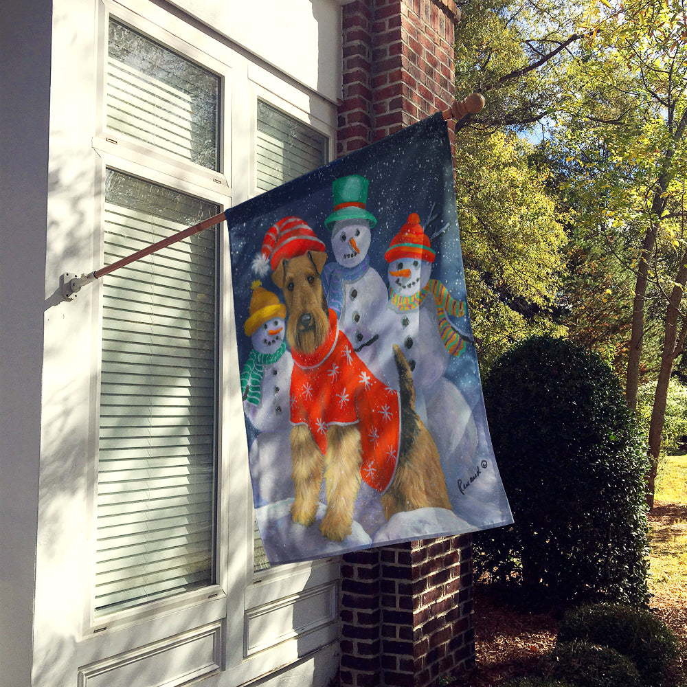 Airedale Snowpeople Christmas Flag Canvas House Size PPP3005CHF  the-store.com.