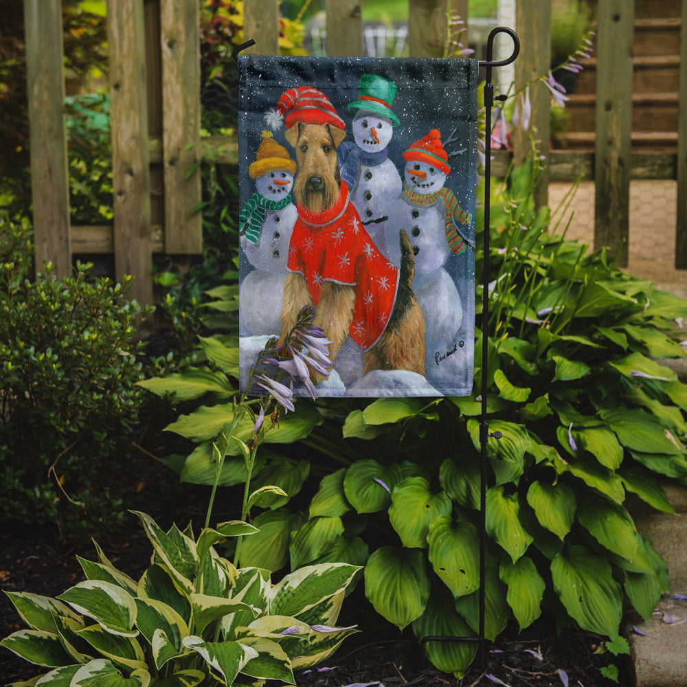 Caroline's Treasures Airedale Snowpeople Christmas Garden Flag – Decorative Outdoor Yard Flag PPP3005GF