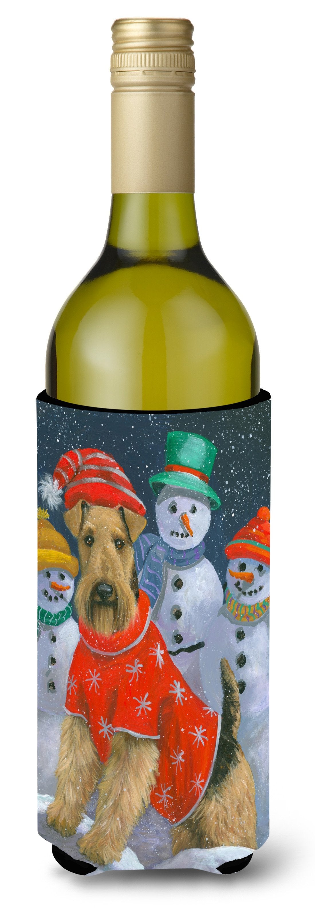 Airedale Snowpeople Christmas Wine Bottle Hugger PPP3005LITERK by Caroline&#39;s Treasures