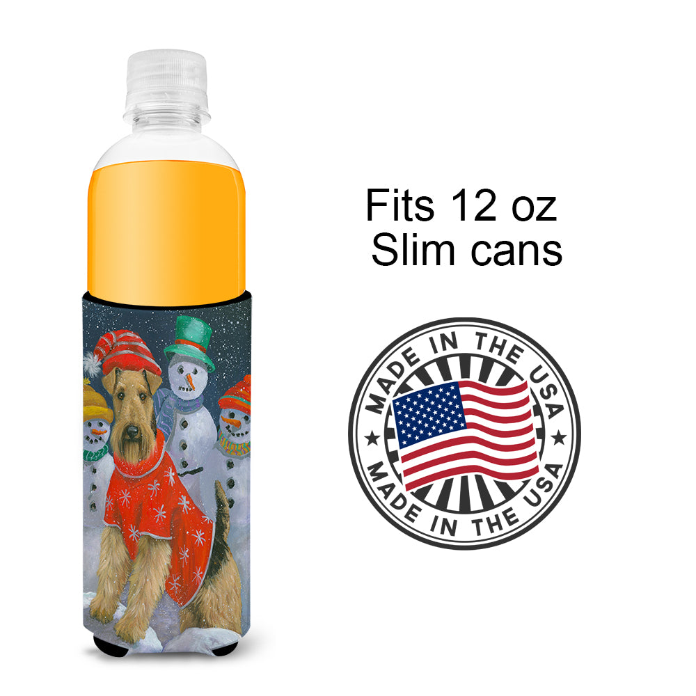 Airedale Snowpeople Christmas Ultra Hugger for slim cans PPP3005MUK  the-store.com.