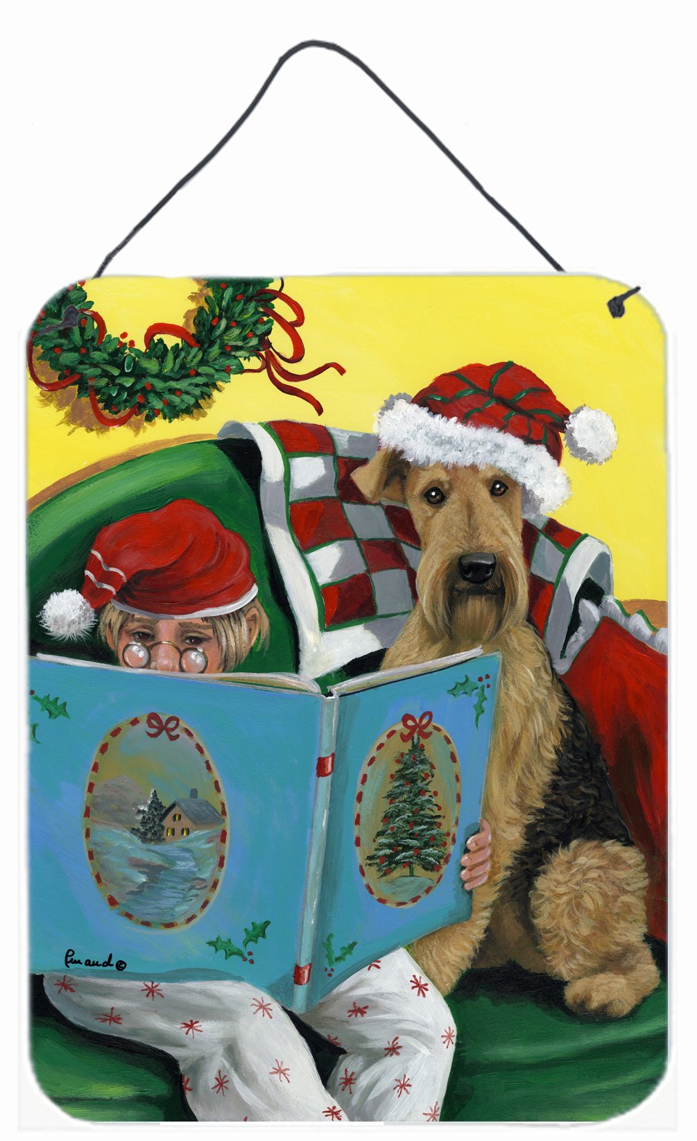 Buy this Airedale Storybook Tails Christmas Wall or Door Hanging Prints PPP3006DS1216