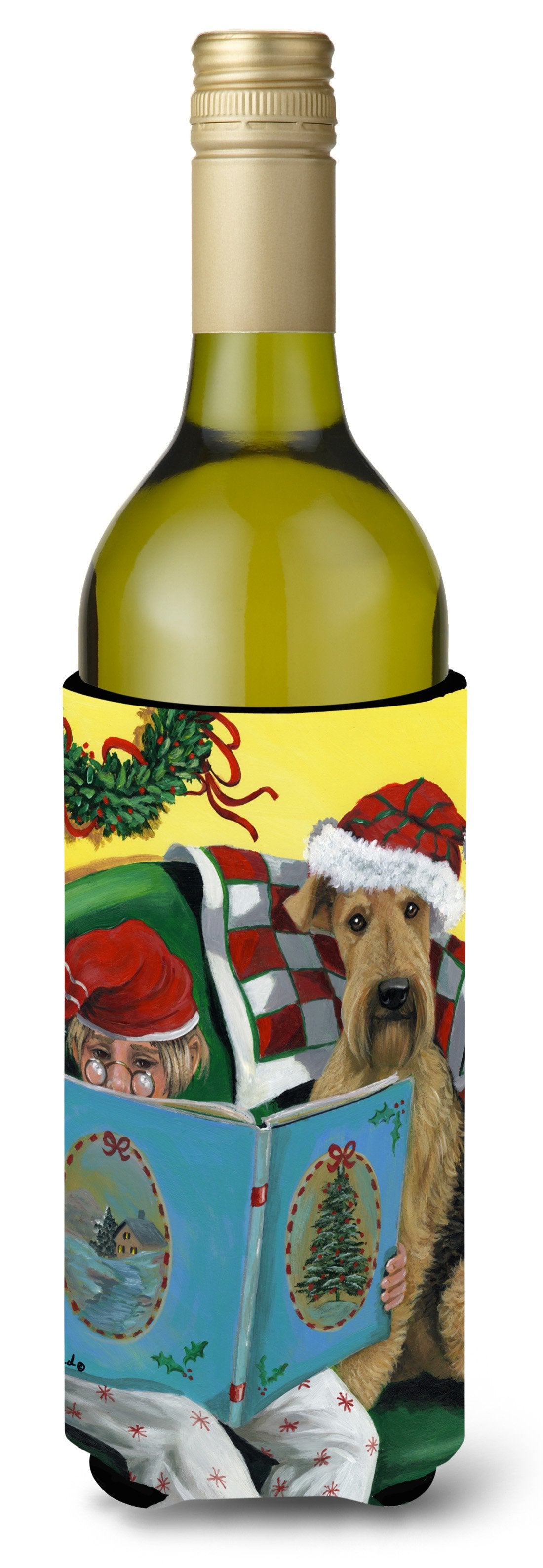 Airedale Storybook Tails Christmas Wine Bottle Hugger PPP3006LITERK by Caroline&#39;s Treasures