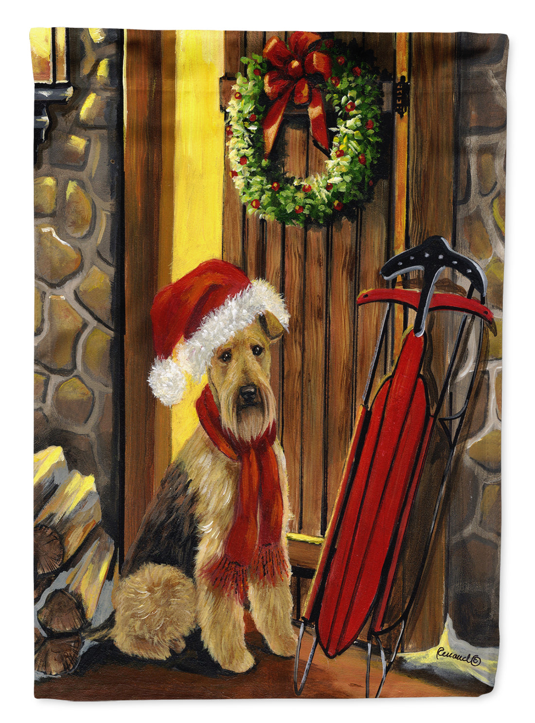 Airedale Welcome Home Christmas Flag Canvas House Size PPP3007CHF