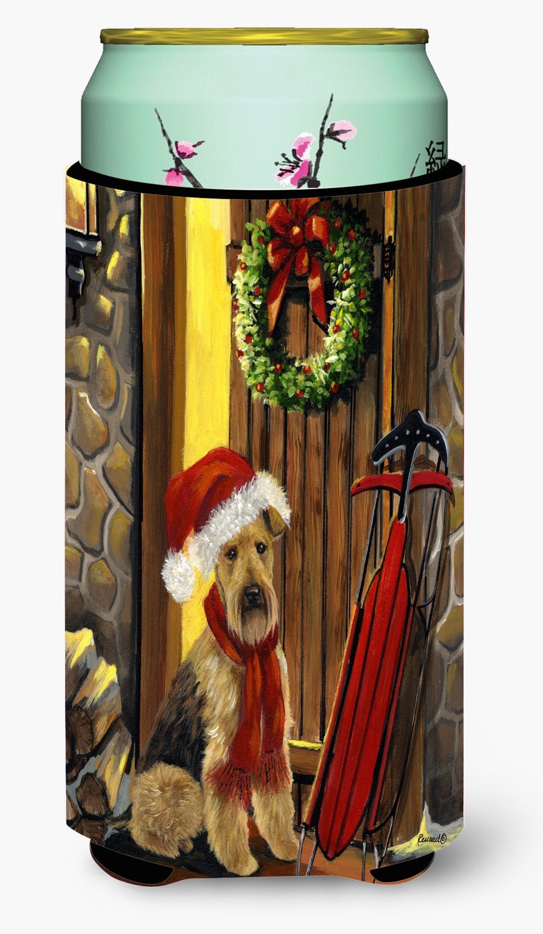 Airedale Welcome Home Christmas Tall Boy Hugger PPP3007TBC by Caroline's Treasures