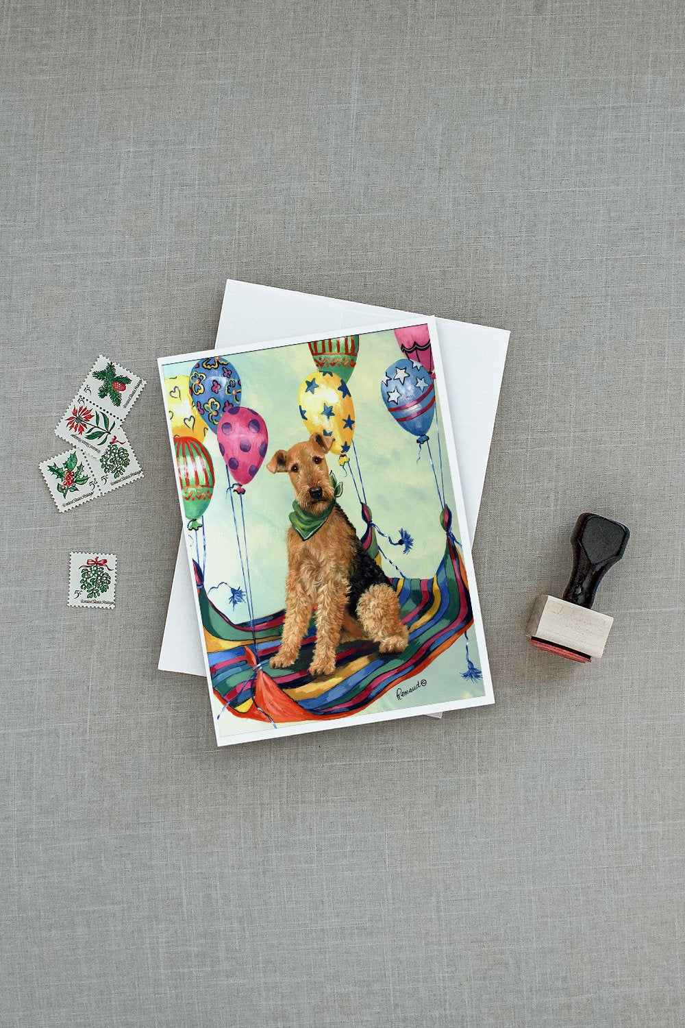 Airedale High Flyer Greeting Cards and Envelopes Pack of 8 - the-store.com