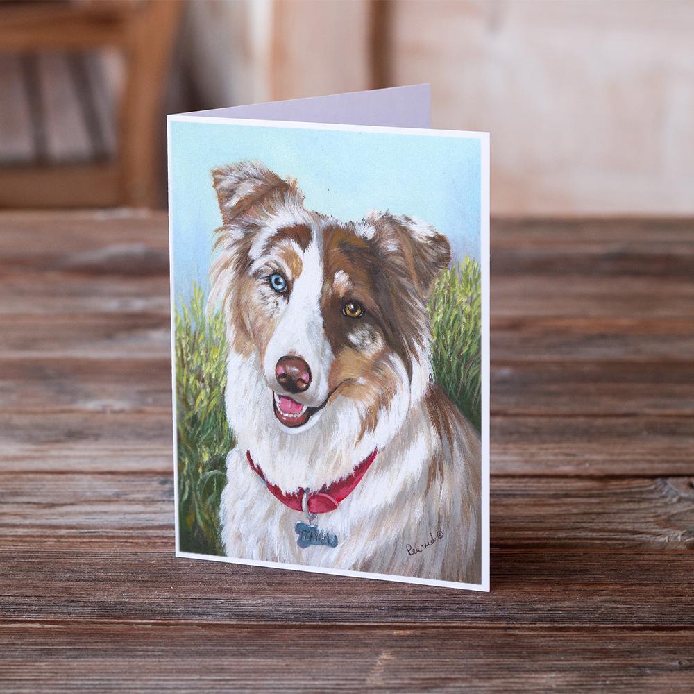 Australian Shepherd Scarlet Greeting Cards and Envelopes Pack of 8 - the-store.com