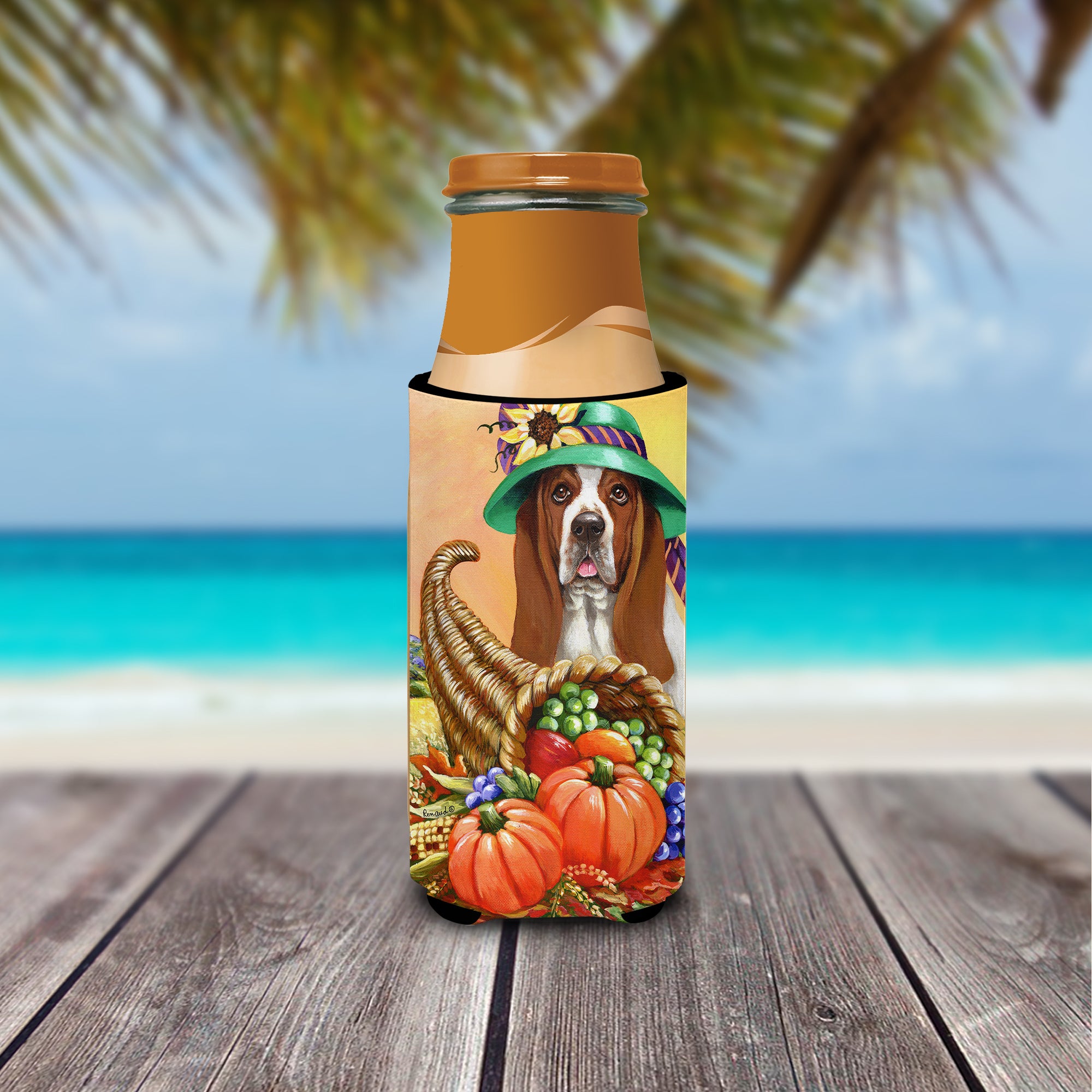 Basset Hound Autumn Ultra Hugger for slim cans PPP3010MUK  the-store.com.
