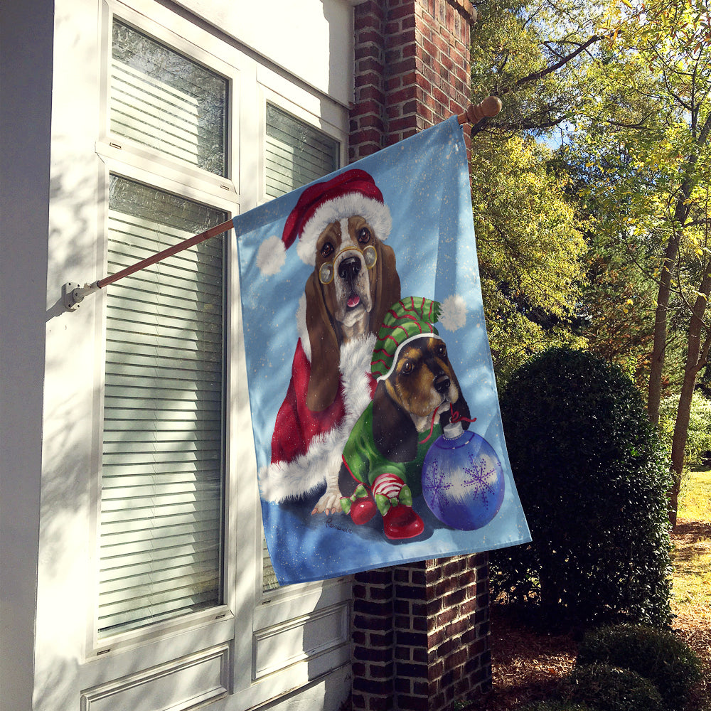 Basset Hound Santa Christmas Flag Canvas House Size PPP3012CHF  the-store.com.