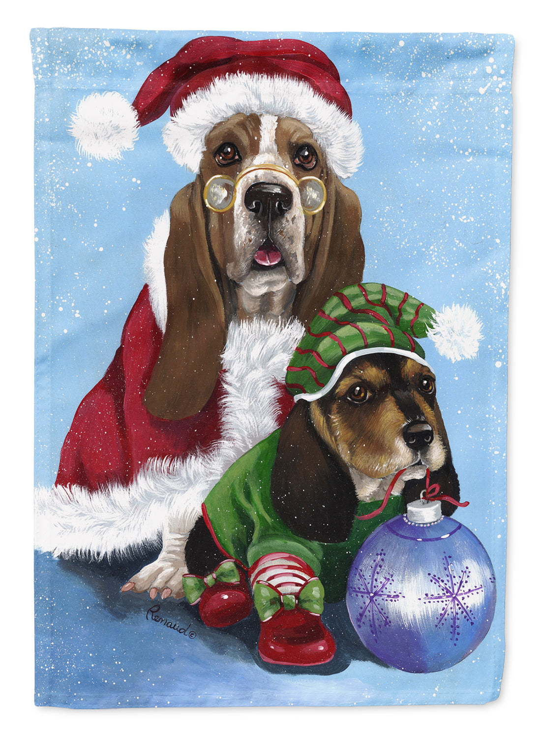 Caroline's Treasures Basset Hound Santa Christmas Flag Canvas House Size PPP3012CHF