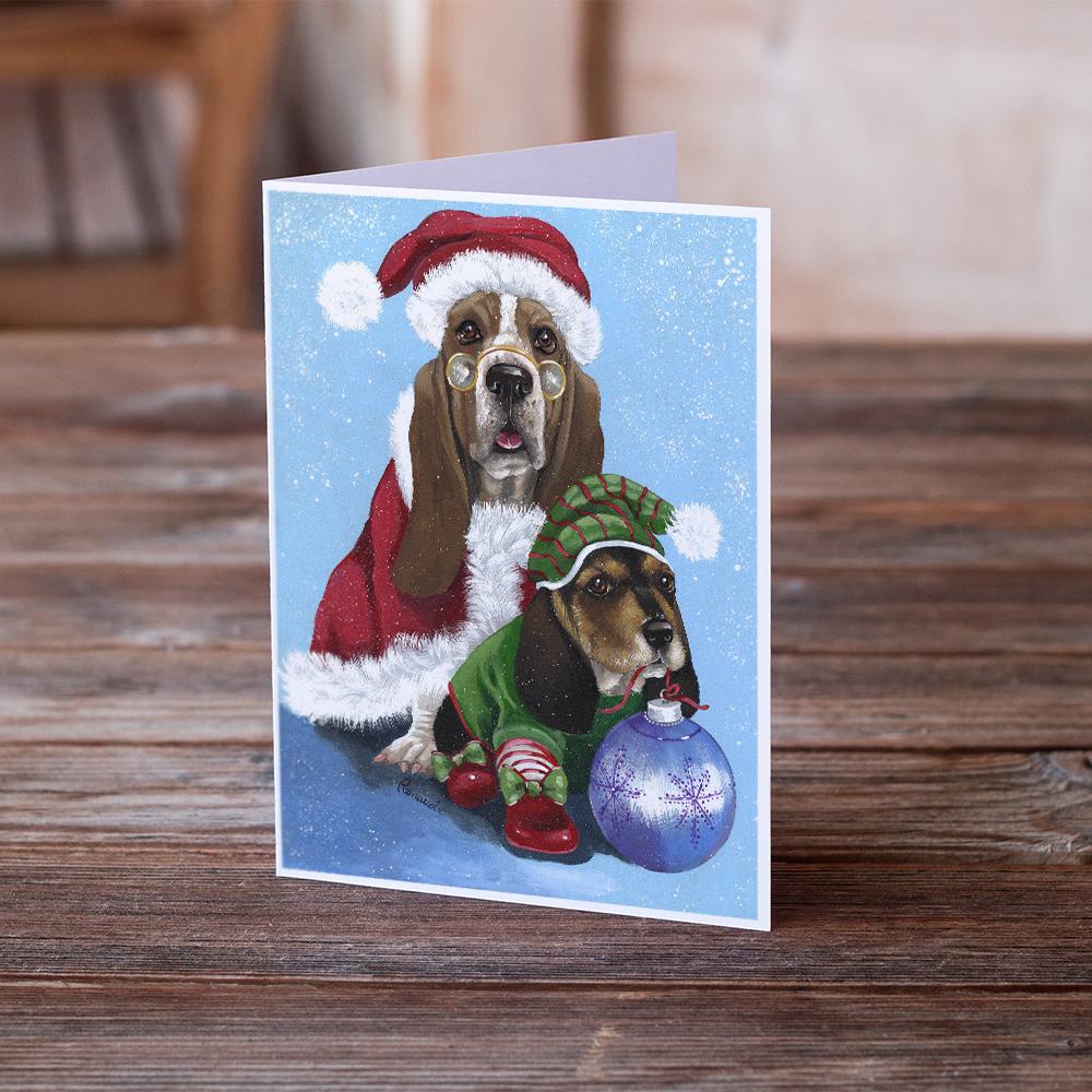 Basset Hound Santa Christmas Greeting Cards and Envelopes Pack of 8 - the-store.com