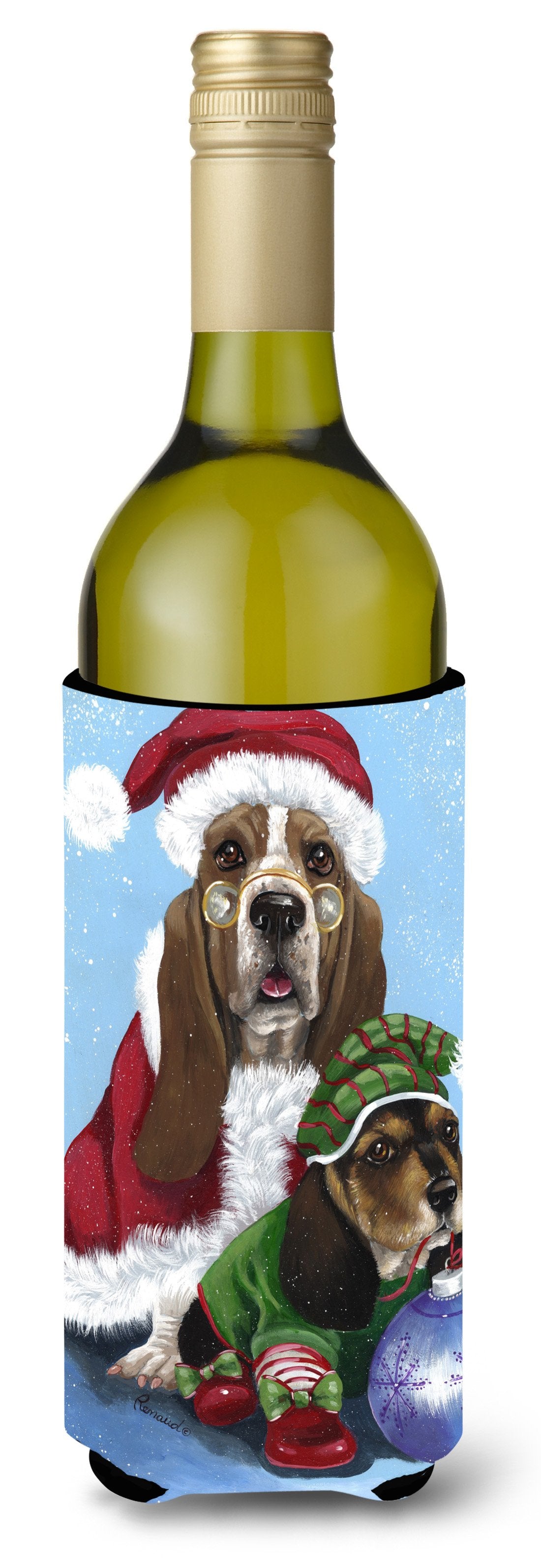 Basset Hound Santa Christmas Wine Bottle Hugger PPP3012LITERK by Caroline&#39;s Treasures