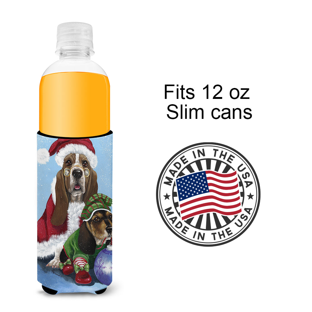 Basset Hound Santa Christmas Ultra Hugger for slim cans PPP3012MUK  the-store.com.