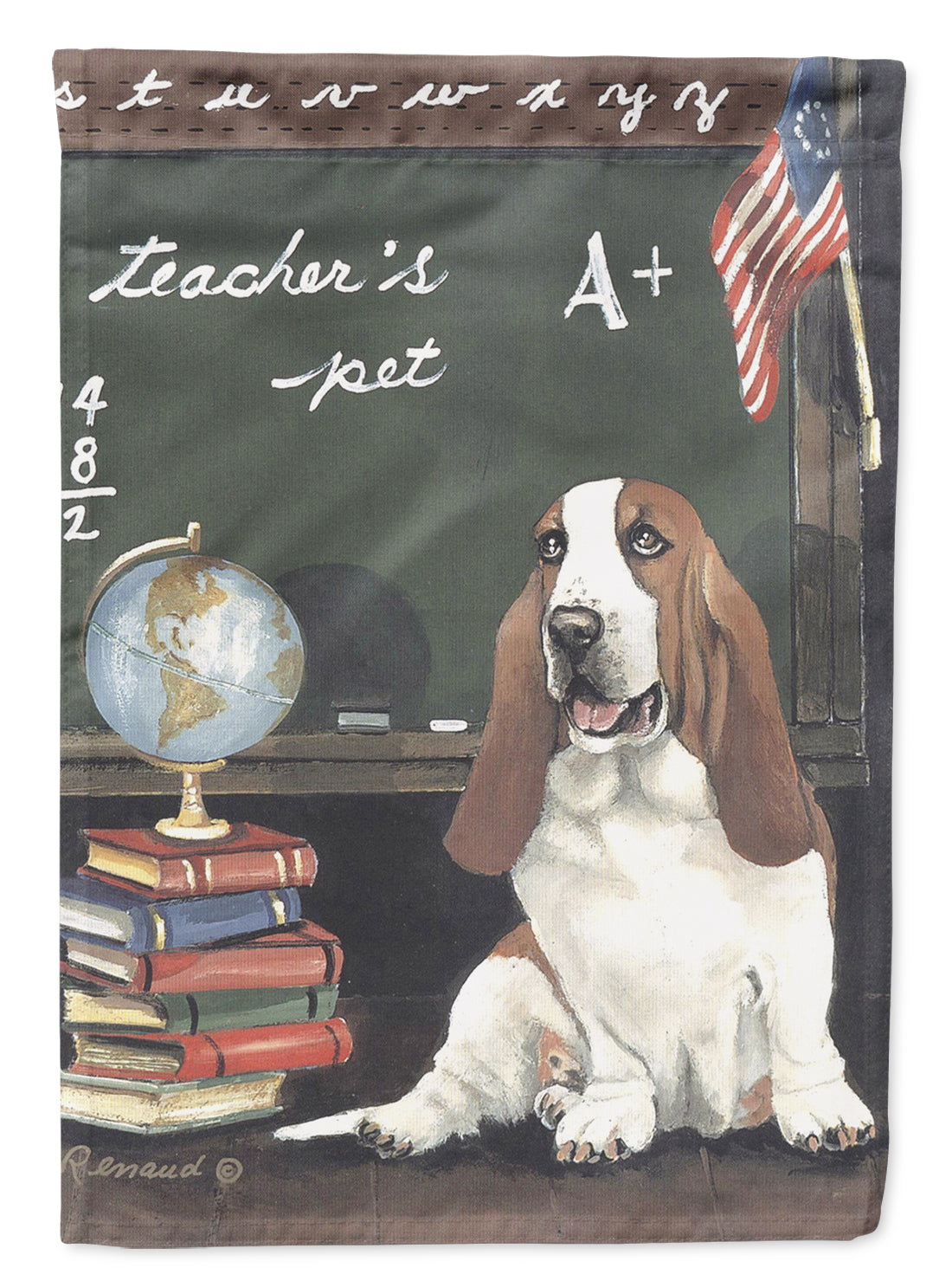 Basset Hound Teacher's Pet Flag Canvas House Size PPP3013CHF  the-store.com.