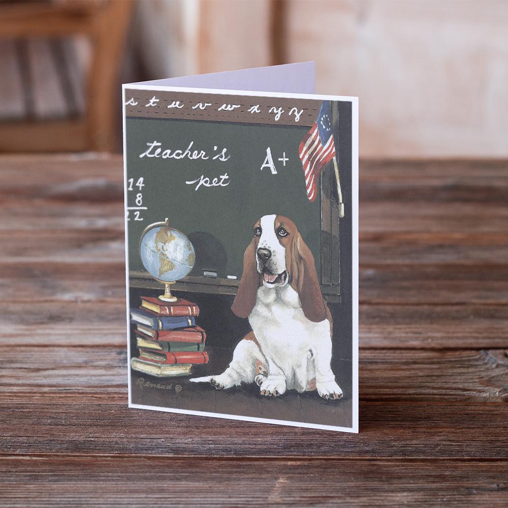 Basset Hound Teacher's Pet Greeting Cards and Envelopes Pack of 8 - the-store.com