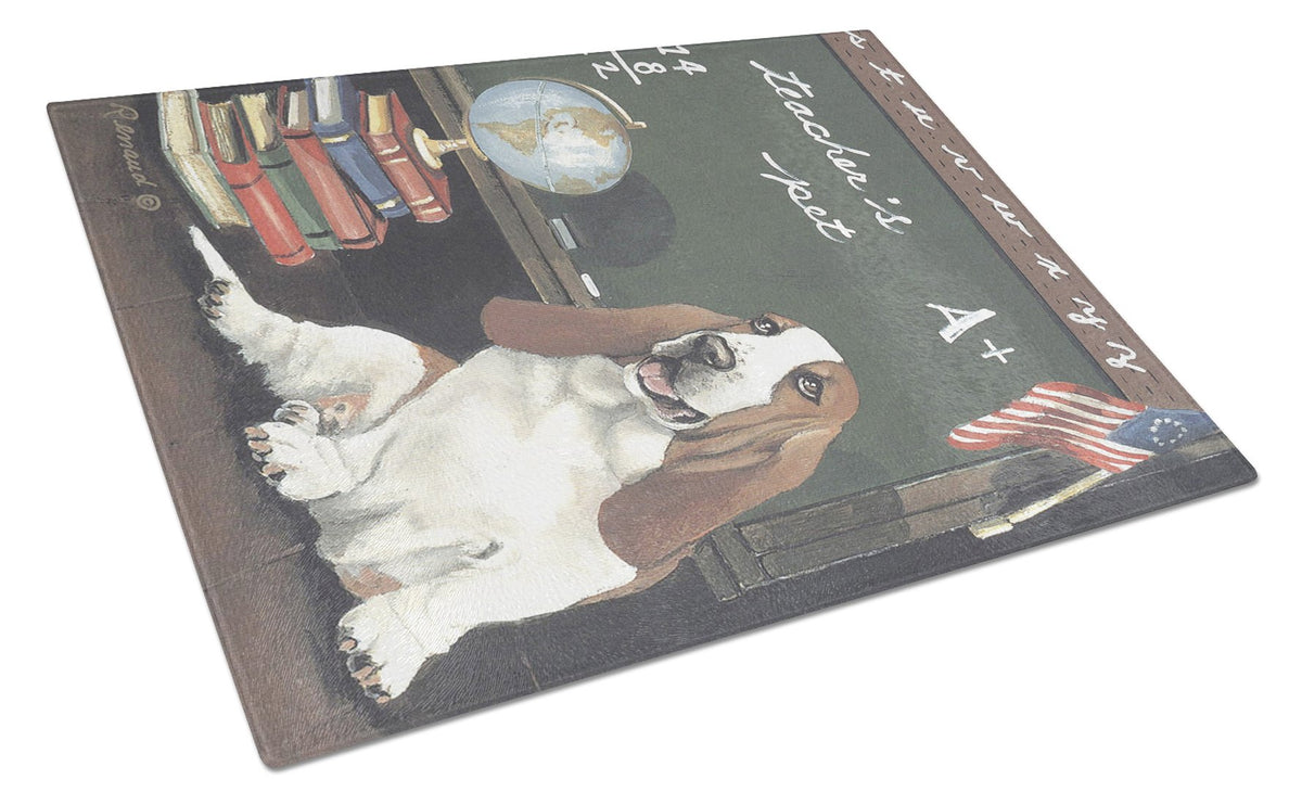Basset Hound Teacher&#39;s Pet Glass Cutting Board Large PPP3013LCB by Caroline&#39;s Treasures