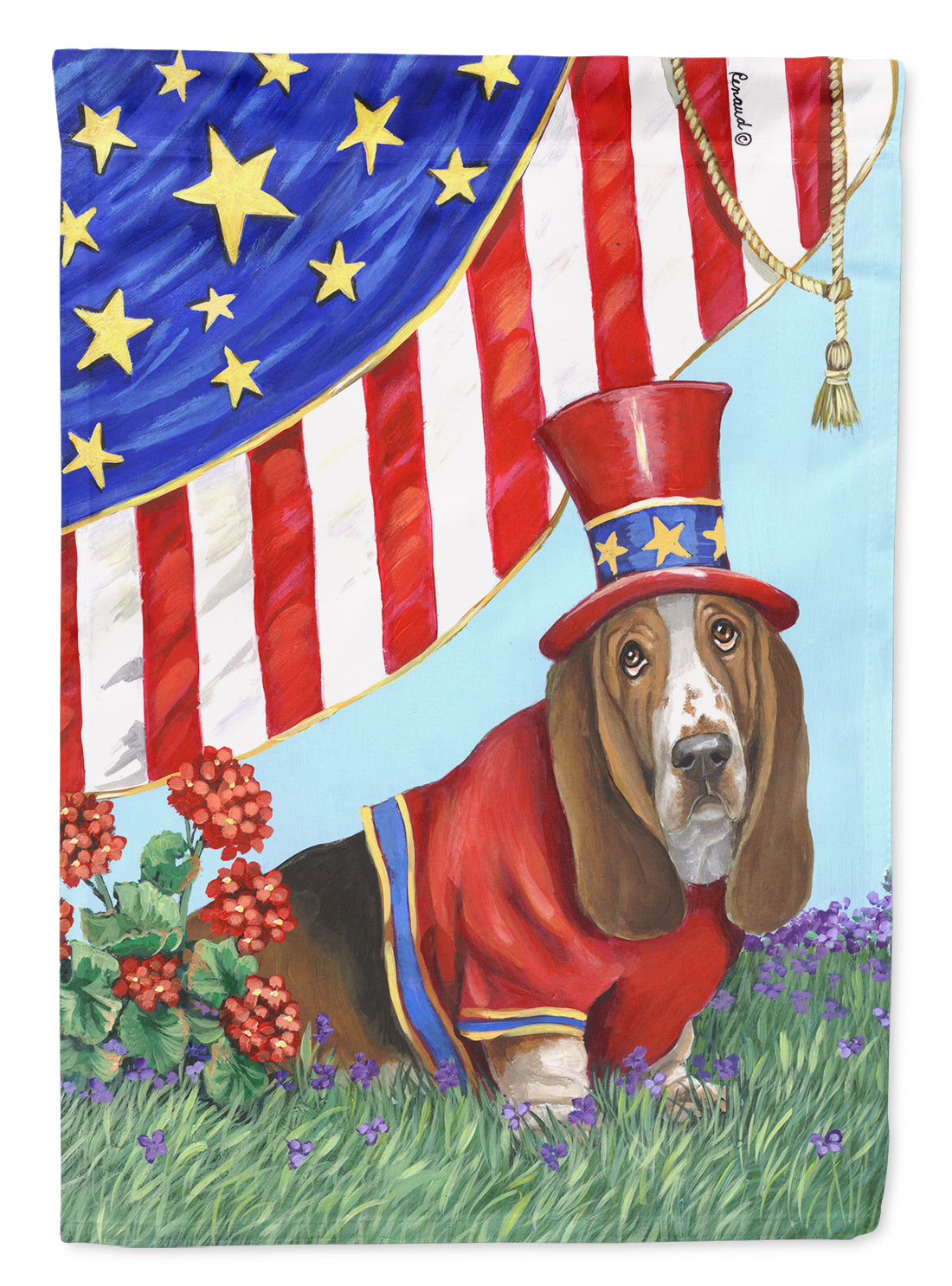 Basset Hound USA Flag Canvas House Size PPP3014CHF