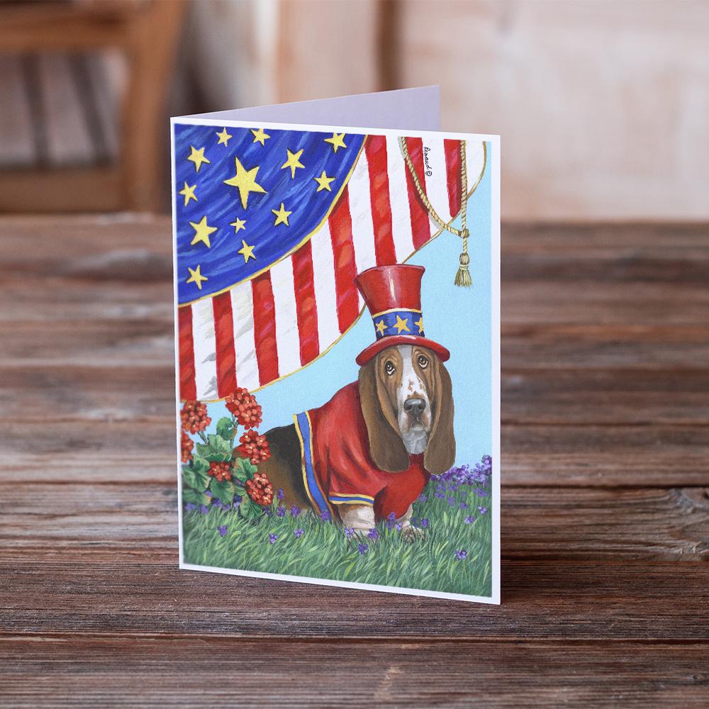 Basset Hound USA Greeting Cards and Envelopes Pack of 8 - the-store.com