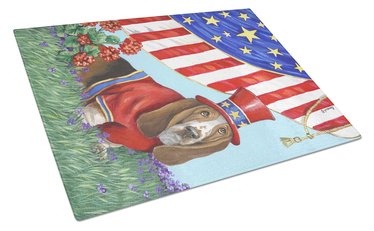 Basset Hound USA Glass Cutting Board Large PPP3014LCB by Caroline&#39;s Treasures