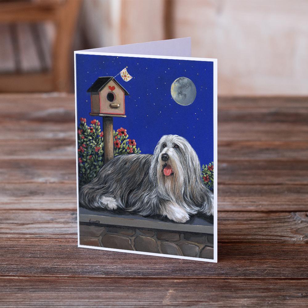 Bearded Collie Moon shine Greeting Cards and Envelopes Pack of 8 - the-store.com