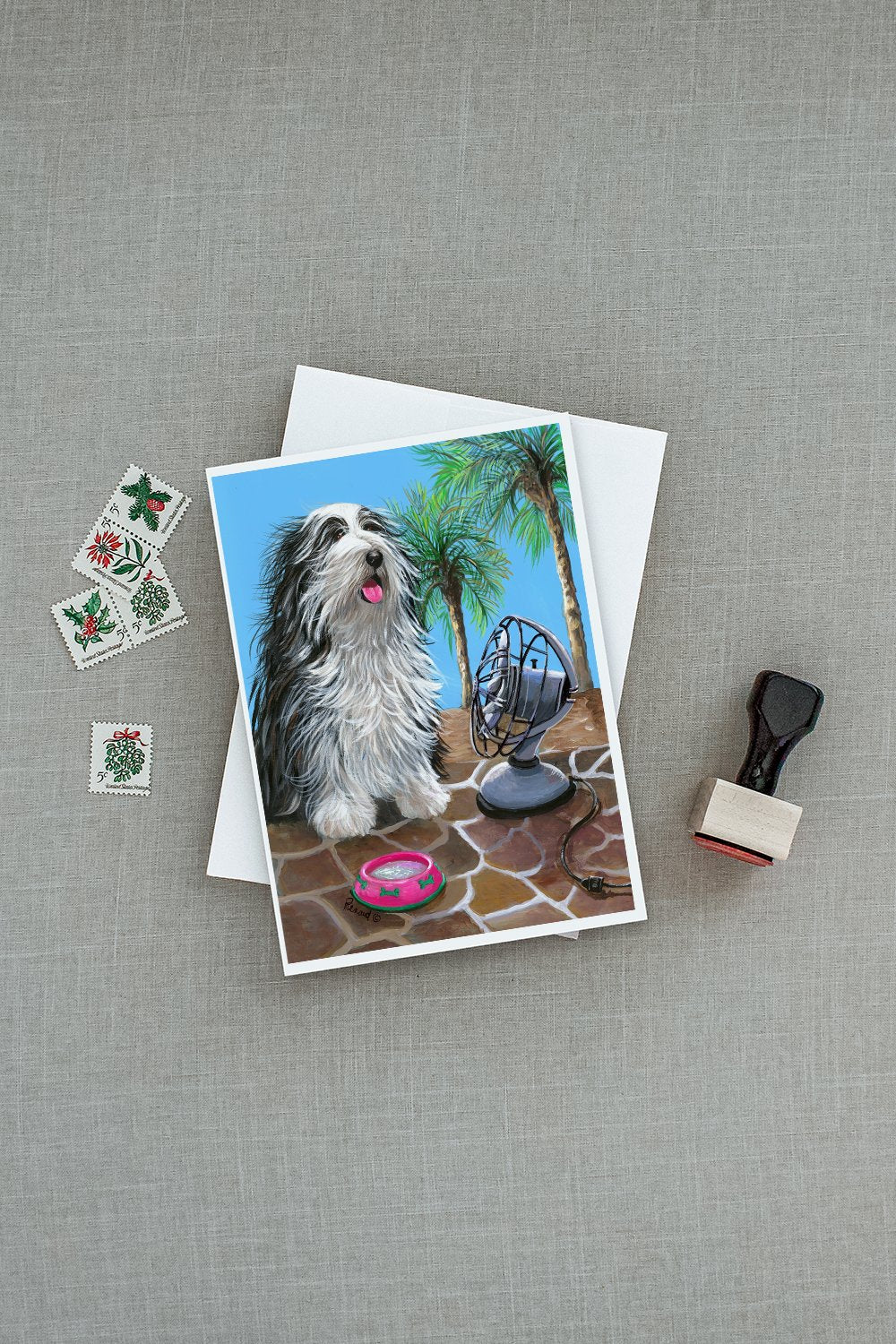 Bearded Collie Cool Summer Greeting Cards and Envelopes Pack of 8 - the-store.com