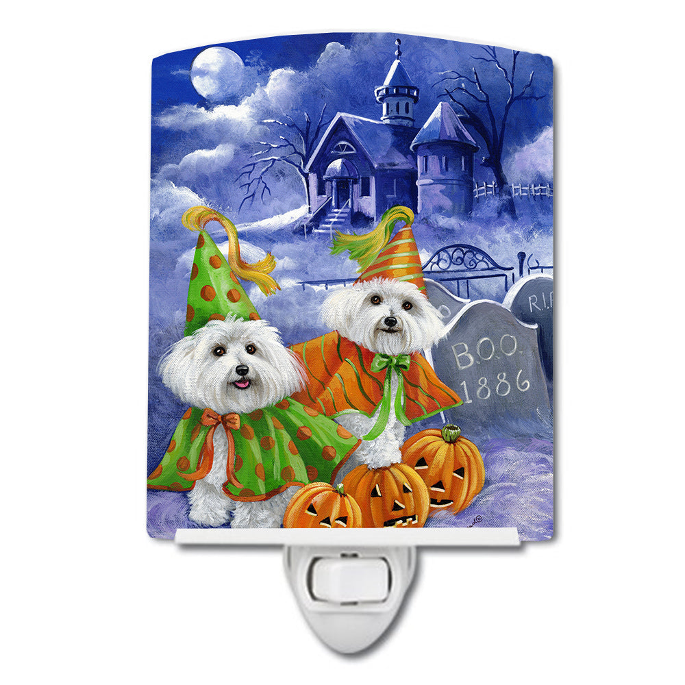 Bichon Frise Halloween Haunted House Ceramic Night Light PPP3022CNL - the-store.com