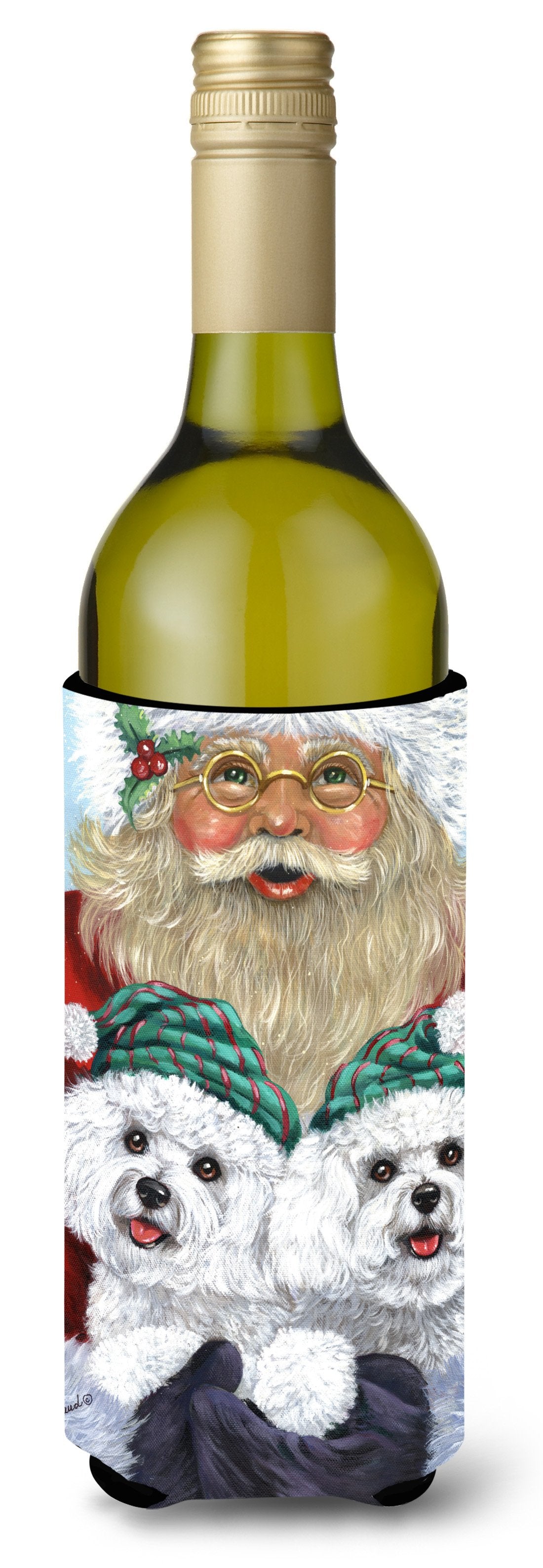 Bichon Frise Santa Christmas Wine Bottle Hugger PPP3024LITERK by Caroline&#39;s Treasures